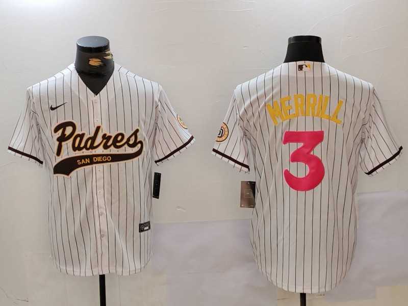 Men's San Diego Padres #3 Jackson Merrill white Cool Base Stitched Baseball Jersey,We sell and wholesale Men's San Diego Padres #3 Jackson Merrill white Cool Base Stitched Baseball Jersey on line form chian!